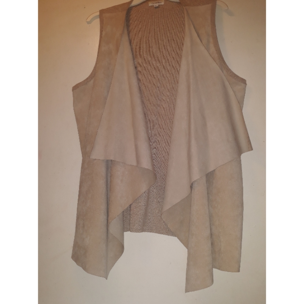 Calvin Klein Faux Suede Plus Size Drape Vest